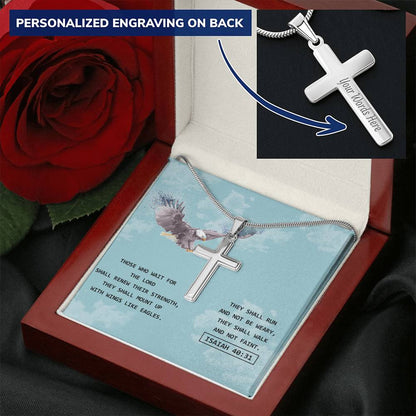 Eagle Cross - Isaiah 4031 Customize Engraved Cross Necklace