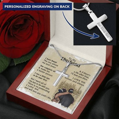 For Husband - You Complete Me - Cross Customize Engraved Cross Necklace