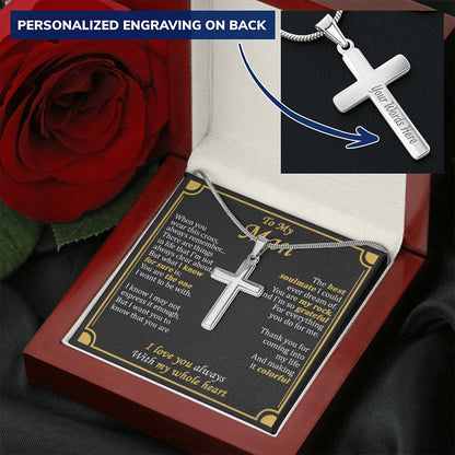 For Your Man - I'm So Grateful - Cross Customize Engraved Cross Necklace