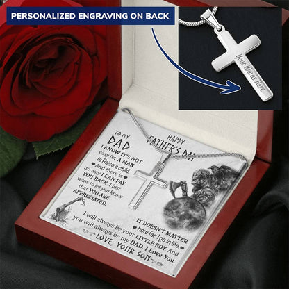 Gift For Dad 1 Customize Engraved Cross Necklace