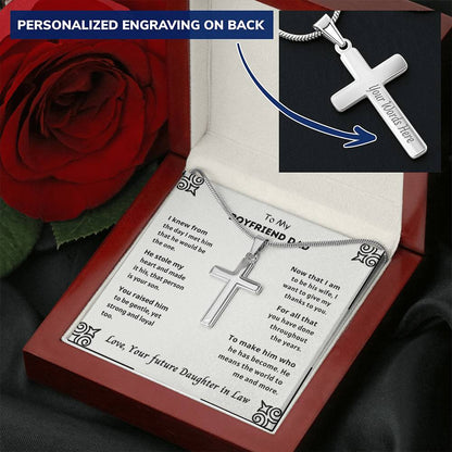 Boyfriend Dad Customize Engraved Cross Necklace
