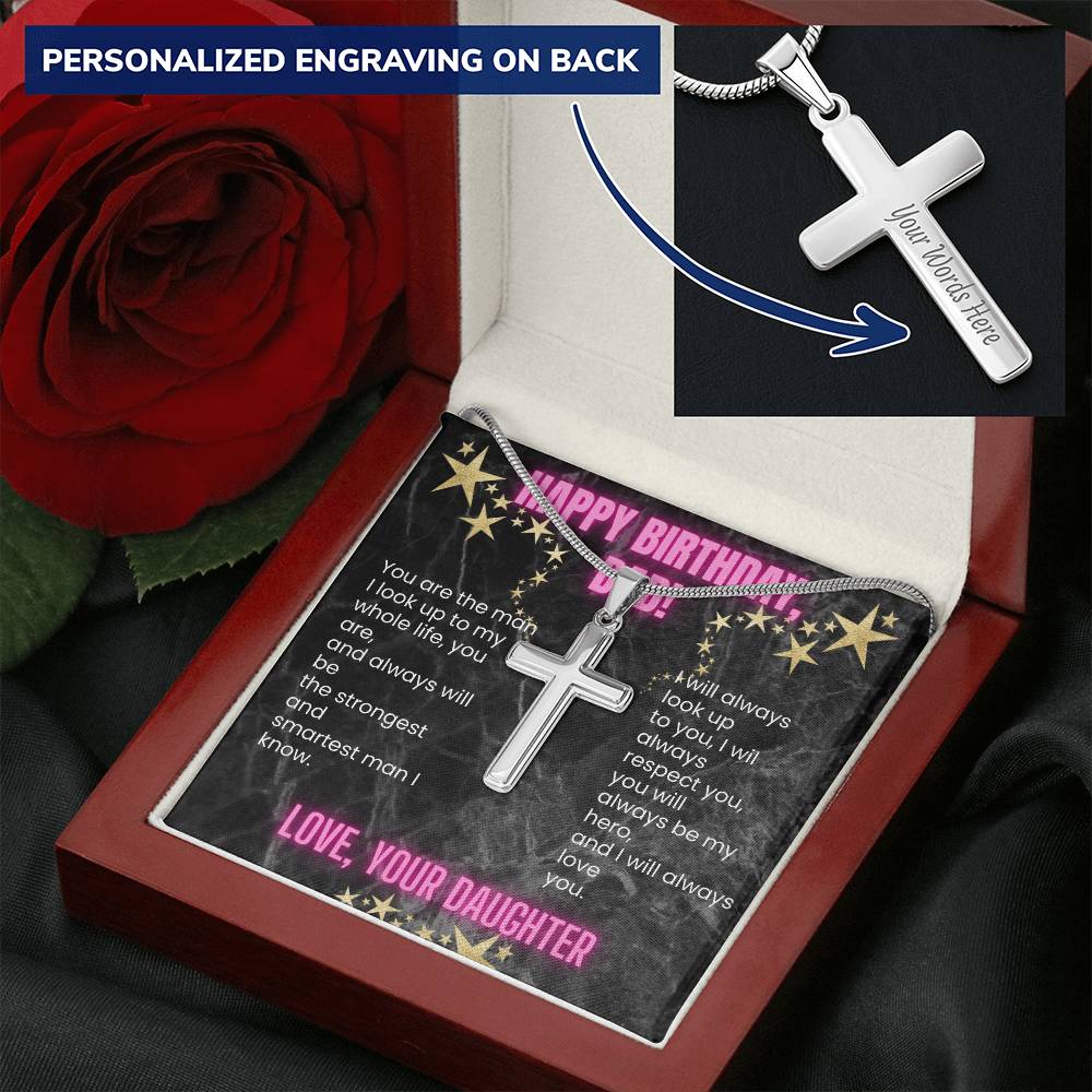 An Amazing Birthday Gift For Dad - The Customize Cross Necklace Customize Engraved Cross Necklace