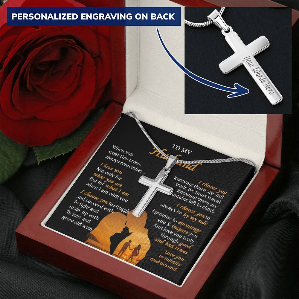 For Husband - What I Am - Cross Customize Engraved Cross Necklace