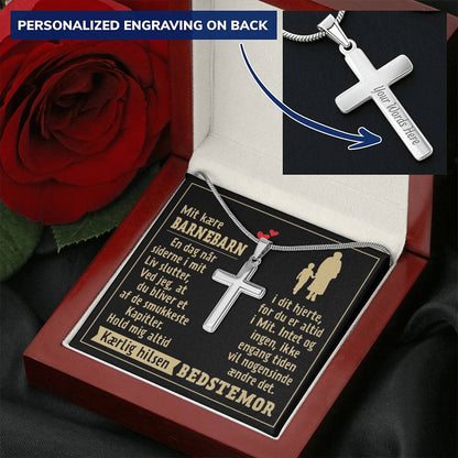 Gave Til Barnebarn - Korshalskæde Customize Engraved Cross Necklace