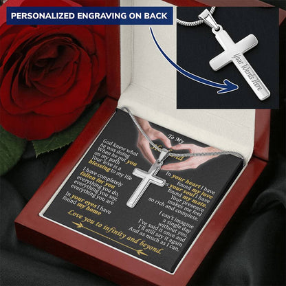 For Husband - Put You On My Path - Cross Customize Engraved Cross Necklace