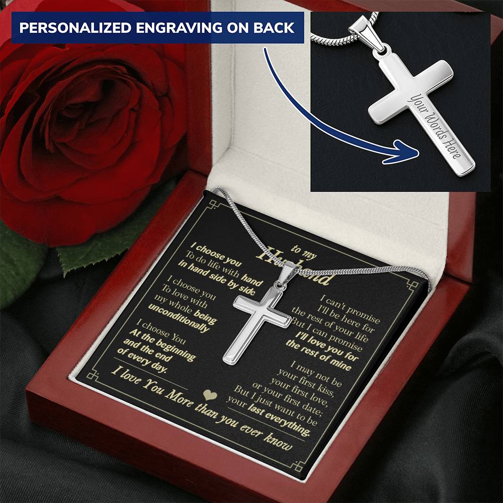 For Husband - Everyday - Cross Customize Engraved Cross Necklace