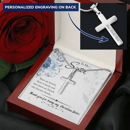 Christian Sister  Customize Cross Customize Engraved Cross Necklace