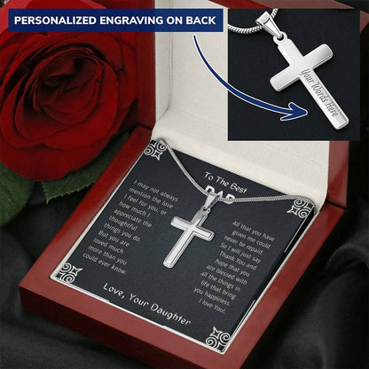 Amazon Dad 1St Customize Engraved Cross Necklace
