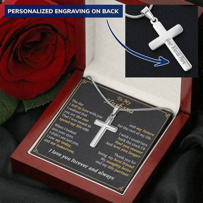 For Husband - My Naughty Lover - Cross Customize Engraved Cross Necklace