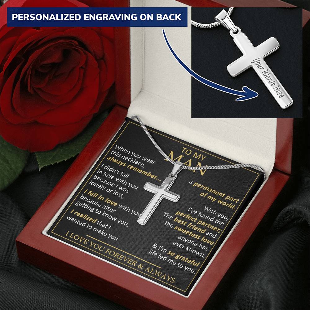 For Your Man - Get To Know You - Cross Customize Engraved Cross Necklace