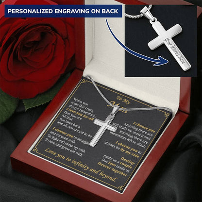 For Your Man - Love Made Us Together - Cross Customize Engraved Cross Necklace