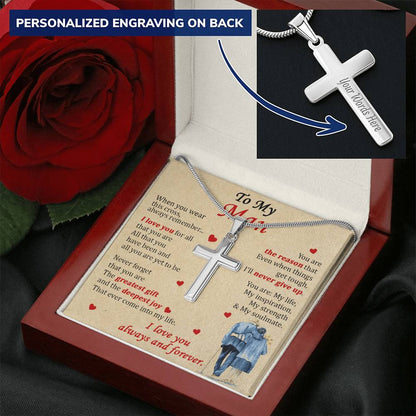For Your Man - The Greatest Gift - Cross Customize Engraved Cross Necklace