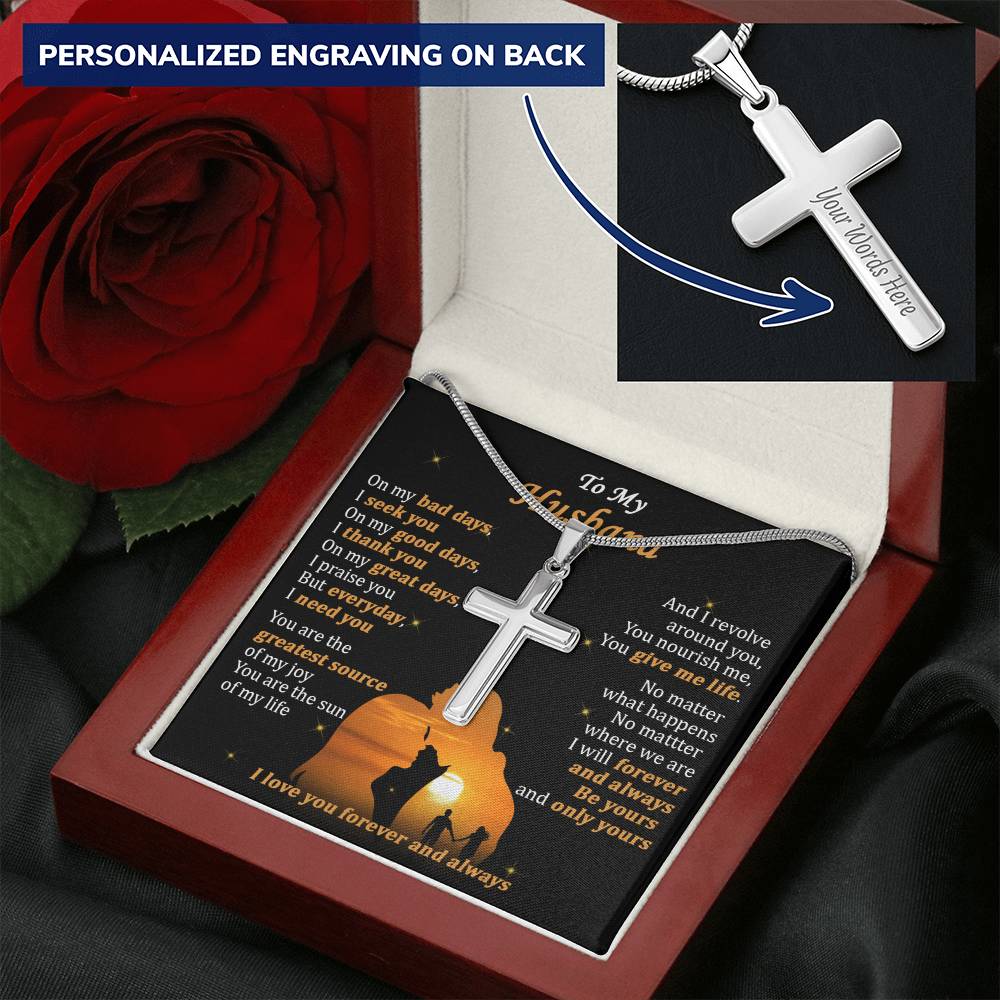 For Husband - I Need You - Cross Customize Engraved Cross Necklace
