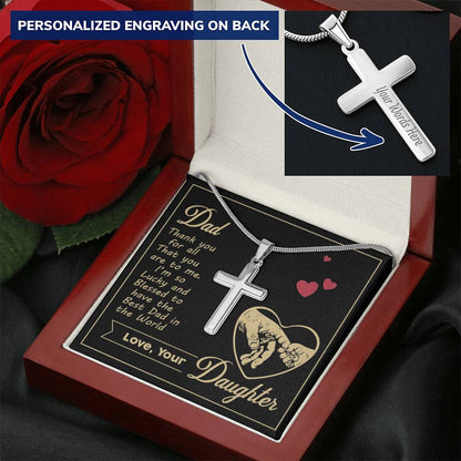 Gift For Dad - Cross Necklace 1 Customize Engraved Cross Necklace