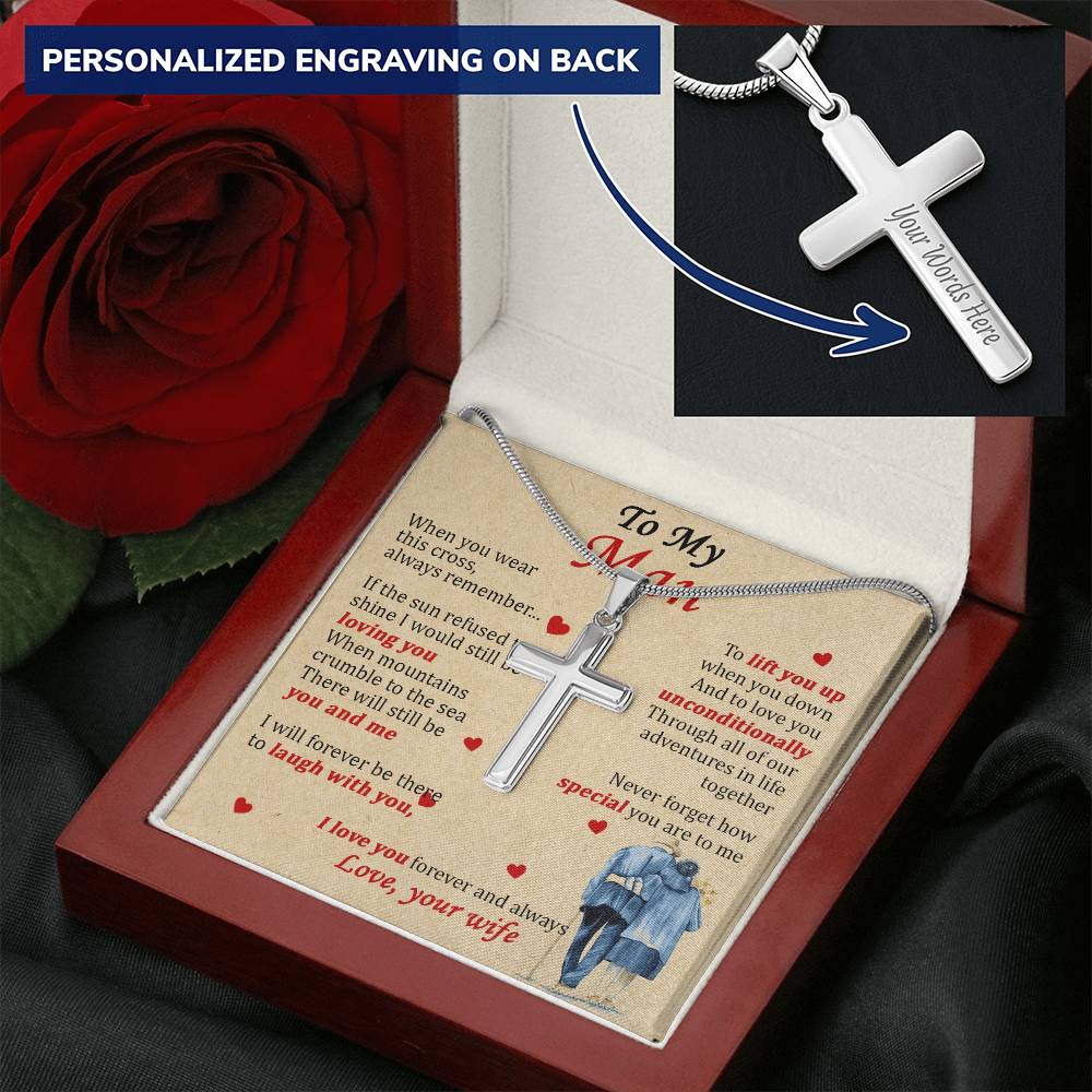For Your Man - Still Loving You - Cross Customize Engraved Cross Necklace