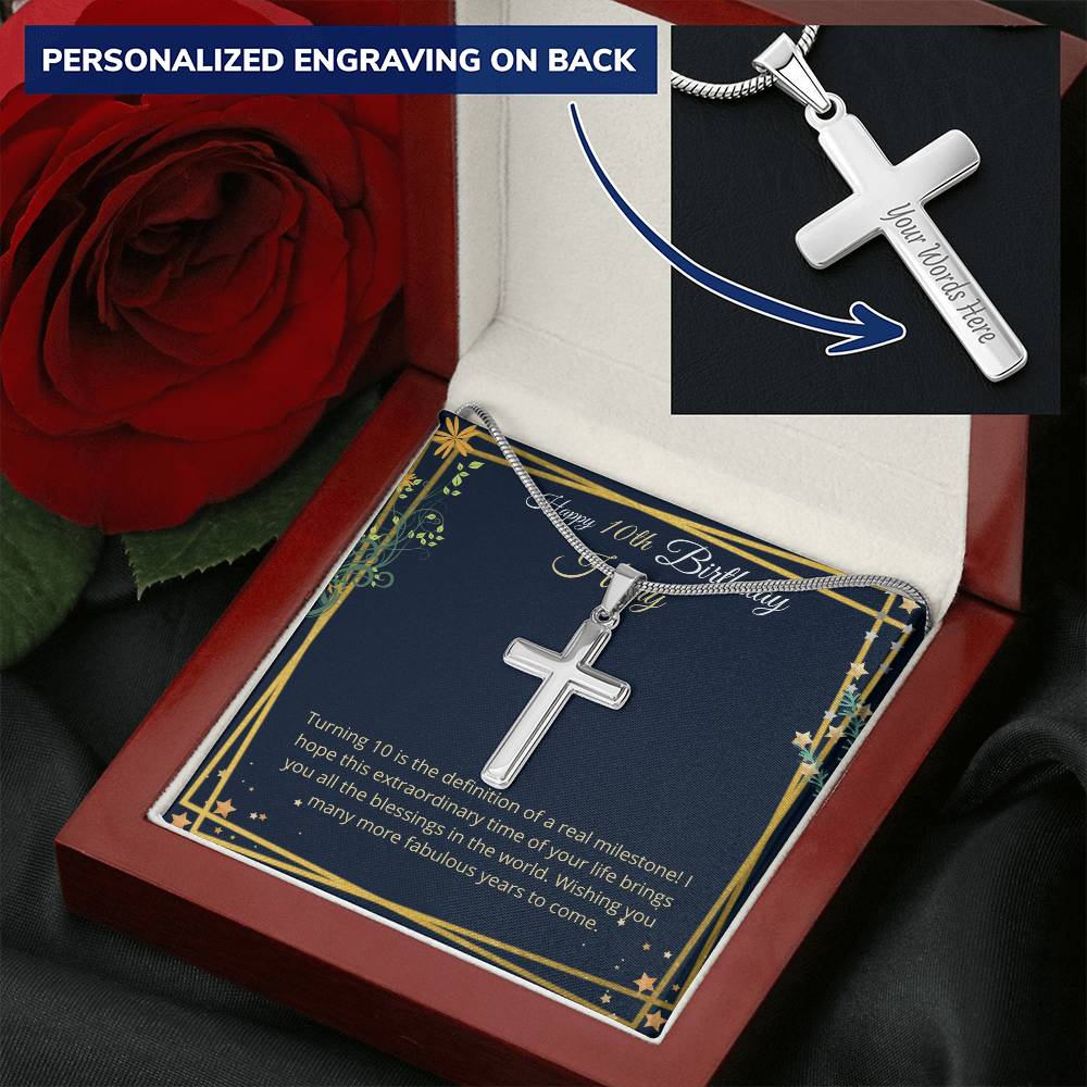 Cross Necklace Gift For 10 Year Old Boy 10Th Birthday Gift For Boy Customize Birthday Gifts For Him Customize Engraved Cross Necklace
