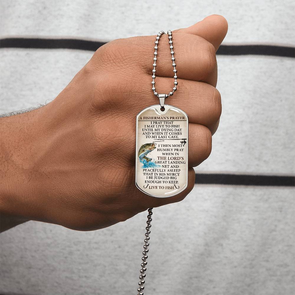 A Fisherman's Prayer - Army Tag Necklace, Dog Tag Necklace