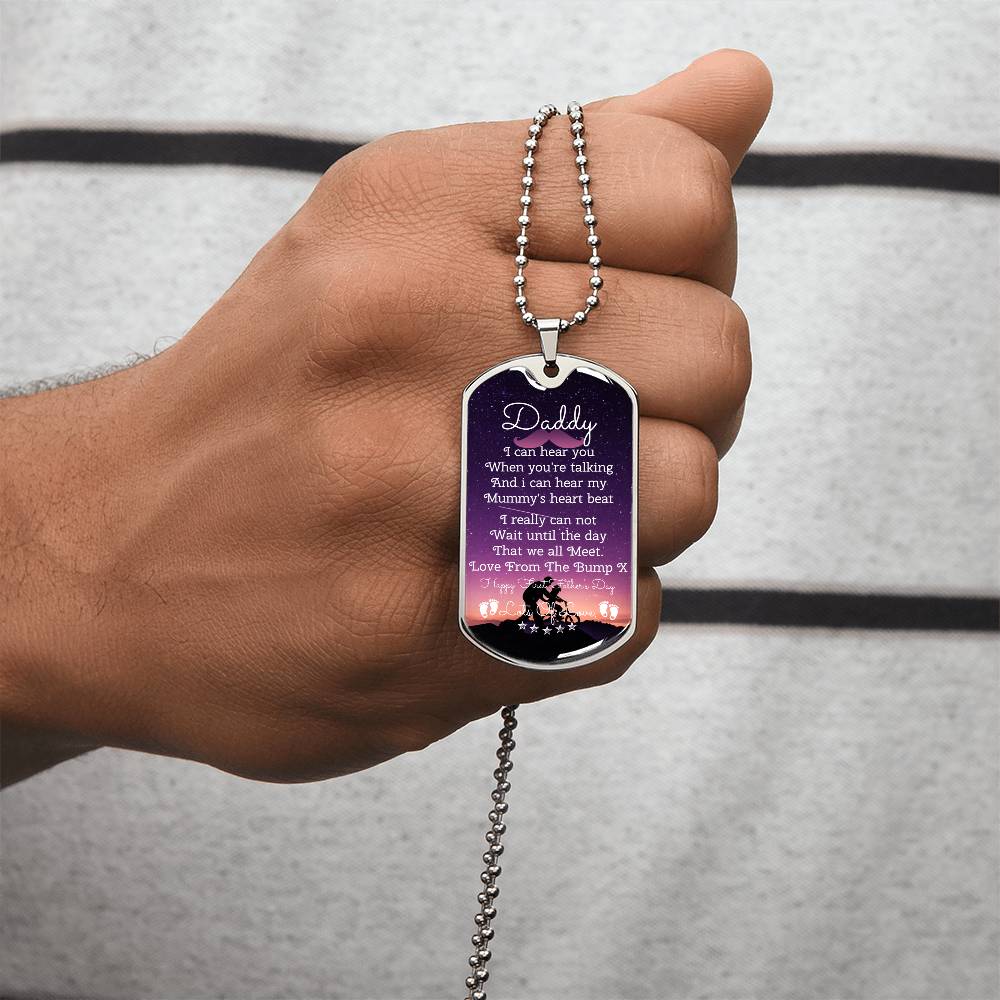 Daddy Happy First Father's Day New Dad - Army Tag Necklace, Dog Tag Necklace