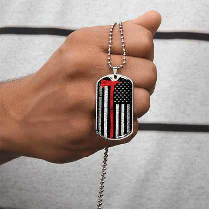 Firefighter Thin Red Line - Military Style Dogtag - Army Tag Necklace, Dog Tag Necklace