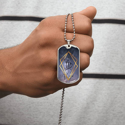 Virgo Galaxy Personalized Dog Tag Necklace - Army Tag Necklace, Dog Tag Necklace