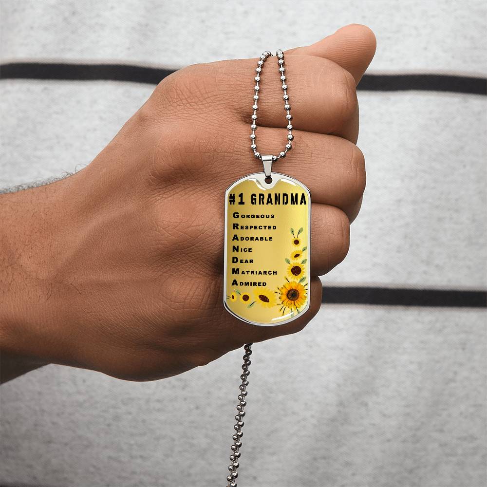 #1 Grandma Personalized Dogtag Necklace Gold Mothers Day Gift - Army Tag Necklace, Dog Tag Necklace