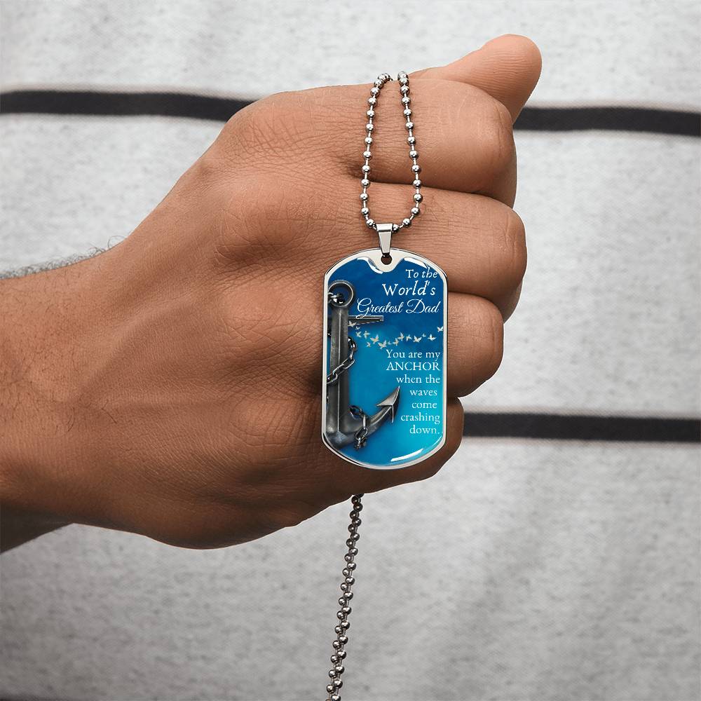 To The World's Greatest Dad - Army Tag Necklace, Dog Tag Necklace