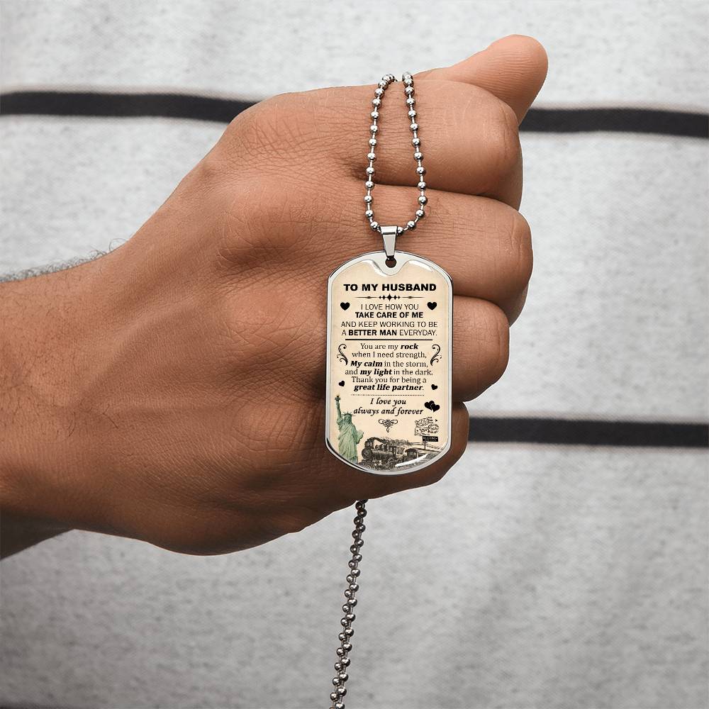 Gift For Husband - Take Care Of Me - Dog Tag - Army Tag Necklace, Dog Tag Necklace