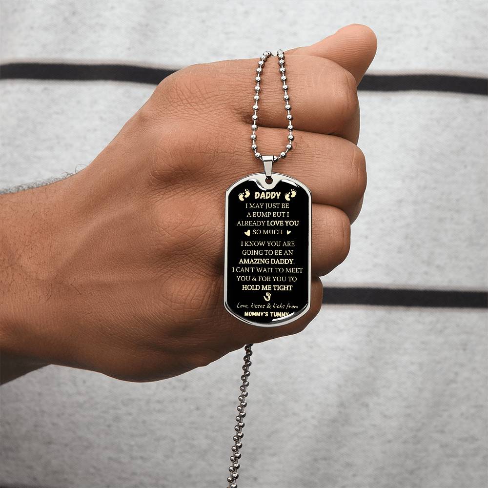 Bump Message Dog Tag - The Best Gift Ever For Daddy-To-Be - Army Tag Necklace, Dog Tag Necklace