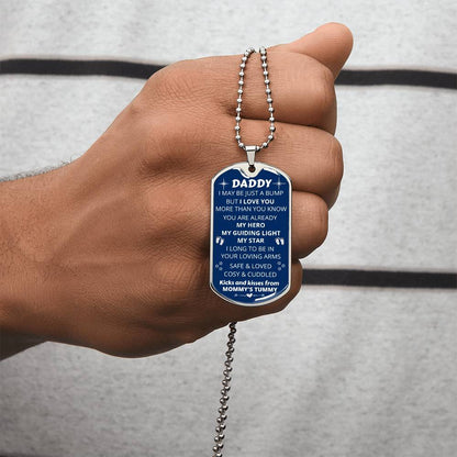 Bump Gift - Gift For New Dad - Birthday Gift - New Dad Gift From Mommy's Tummy - New Dad Gift From Wife - Daddy Gift - Army Tag Necklace, Dog Tag Necklace
