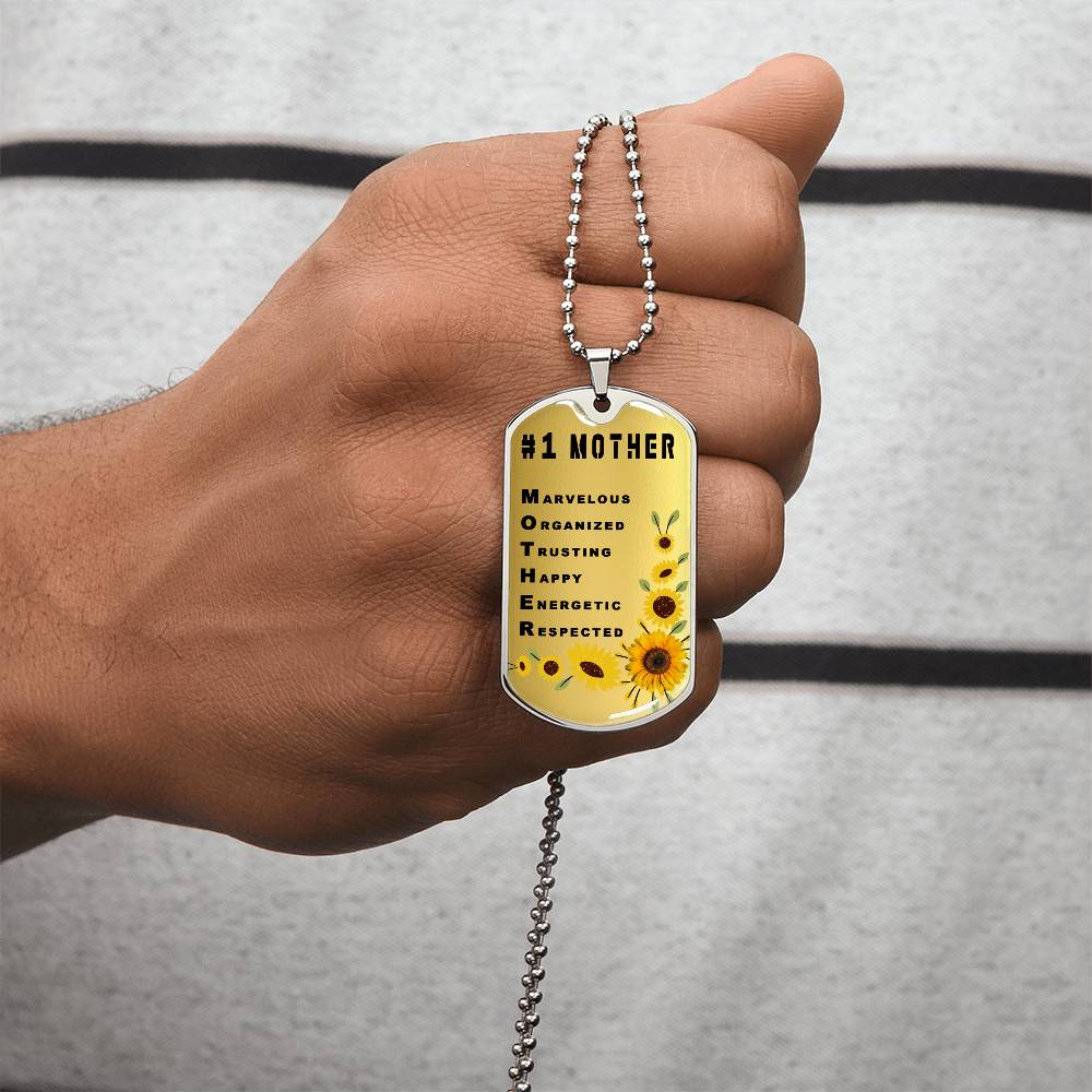 #1 Mother Personalized Dogtag Necklace Gold Mothers Day Gift - Army Tag Necklace, Dog Tag Necklace