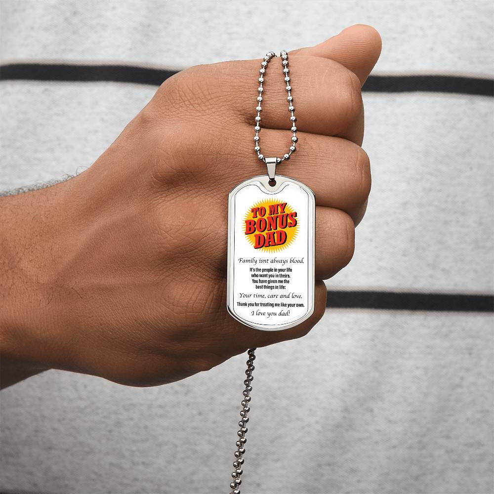 Father - You Are My World Artisan Necklace, Father's Day Gift, Happy Father's Day, Gift For Fathers Day, Bonus Dad - Army Tag Necklace, Dog Tag Necklace