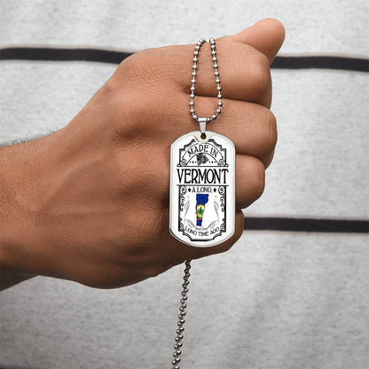 Vermont Necklace • State Necklace • Vermont State Necklace • Home State Necklace • Personalized State Necklace - Army Tag Necklace, Dog Tag Necklace