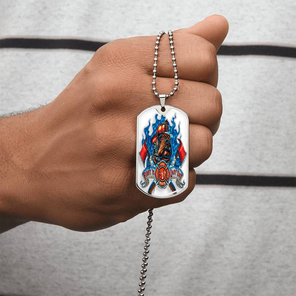 Best Gift For Firefighter Who Is A Pitbull Dog Lover - Army Tag Necklace, Dog Tag Necklace