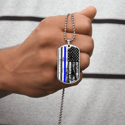 70 Thin Blue Line - Army Tag Necklace, Dog Tag Necklace