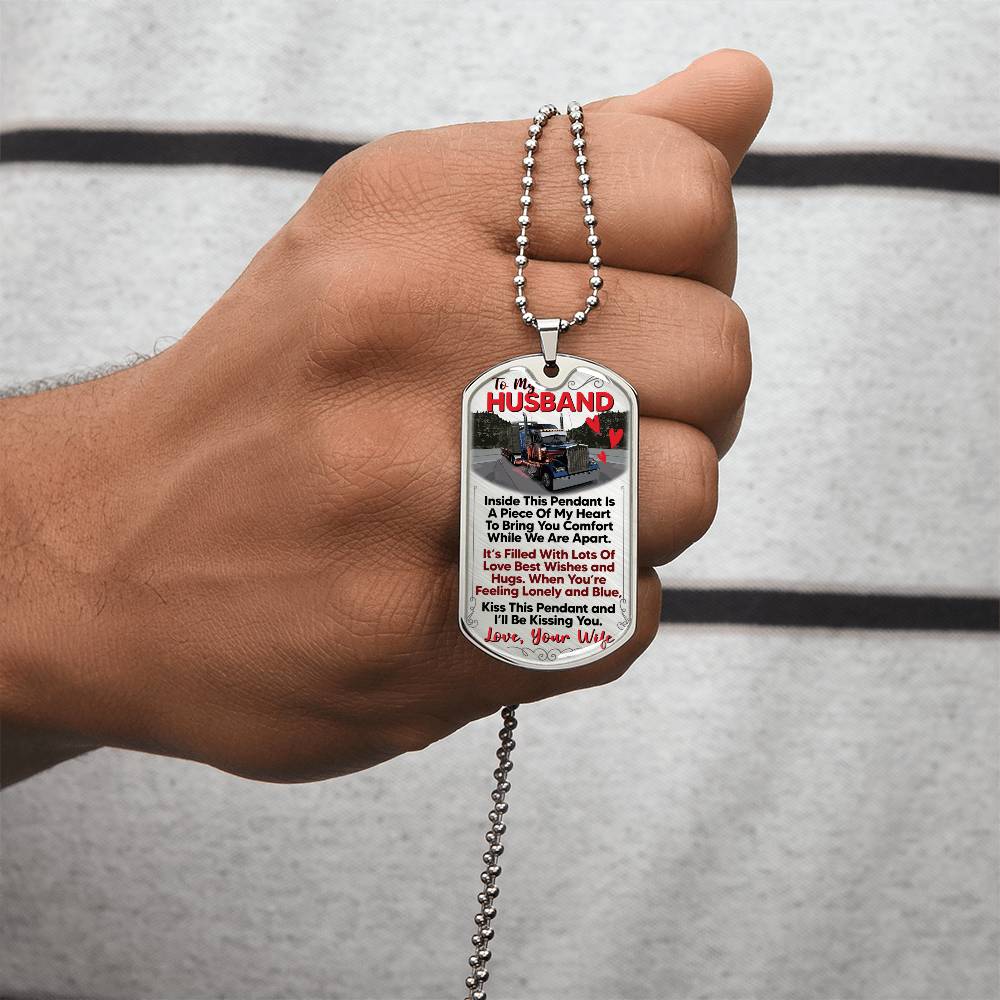 Dog Tag Necklace Gift - Driver Profession - Driver Husband Gift - Gift From Wife - Driver's Wife - Driver Jobs - Army Tag Necklace, Dog Tag Necklace