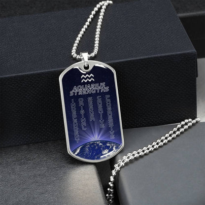 Aquarius Personalized Dog Tag Necklace - Army Tag Necklace, Dog Tag Necklace