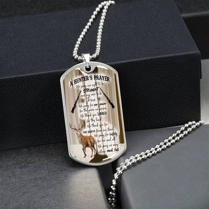 A Hunter's Prayer Dog Tag Pendant - Army Tag Necklace, Dog Tag Necklace
