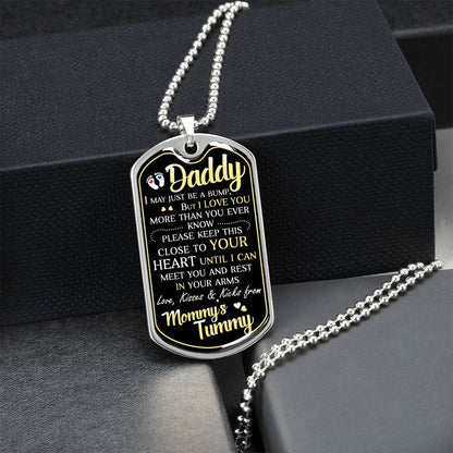 Daddy's Gift From Mommy's Tummy - Father's Day Gift - Daddy Gift From Unborn - Dog Tag Necklace For New Dad - Bump Gifts - Army Tag Necklace, Dog Tag Necklace