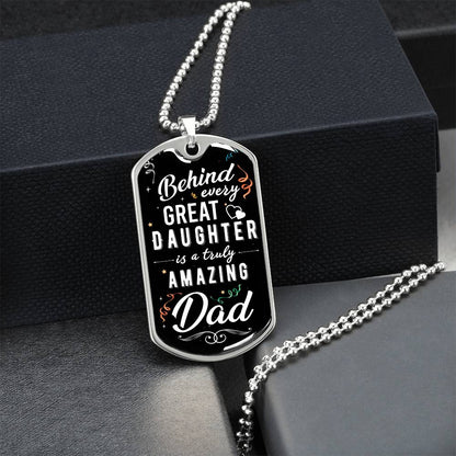 Father Daughter Gift - Father's Day Gift - Birthday Gift For Dad -  Gift From Daughter - Father Gift - Gift For Him - Army Tag Necklace, Dog Tag Necklace