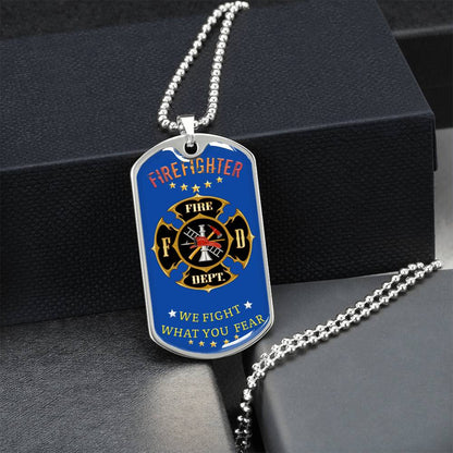 Firefighter Dog Tag - Army Tag Necklace, Dog Tag Necklace