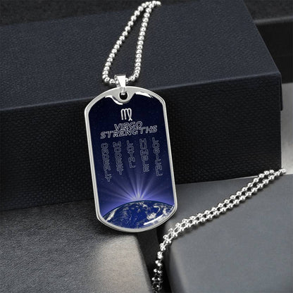 Virgo Ball Chain Dog Tag Necklace - Army Tag Necklace, Dog Tag Necklace