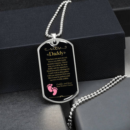 Father's Day Daddy To Be Dog Tag Gift For Dads - Girl Gender Reveal - Army Tag Necklace, Dog Tag Necklace