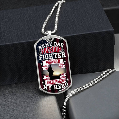 Collection Dad - Army Freedom - Dog Tag Necklace - Army Tag Necklace, Dog Tag Necklace