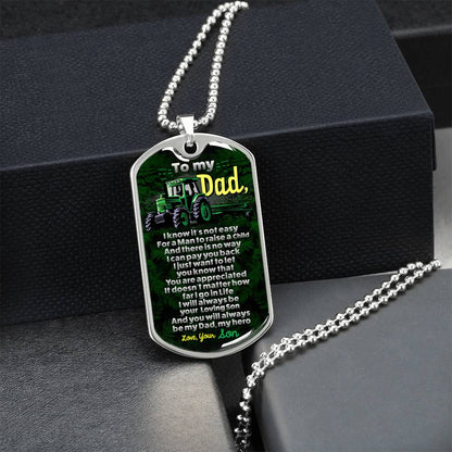 Father's Day Gift - Gift For Dad - Father Birthday Gift - Birthday Gift - Dad Dog Tag - Gift From Son - Dad Pendant Necklace - Army Tag Necklace, Dog Tag Necklace