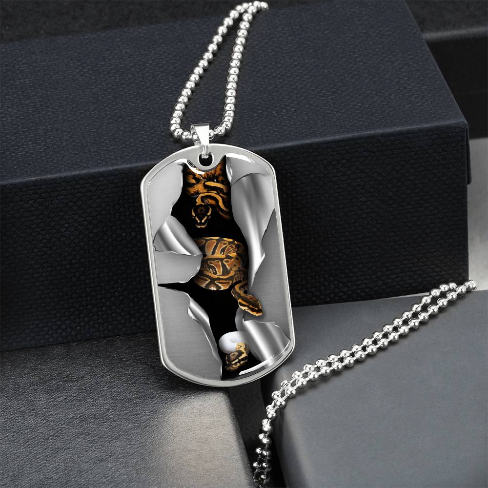 Ball Python - Army Tag Necklace, Dog Tag Necklace