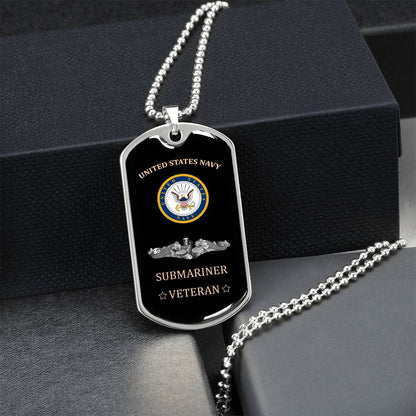 United States Navy Submariner - Veteran - Army Tag Necklace, Dog Tag Necklace