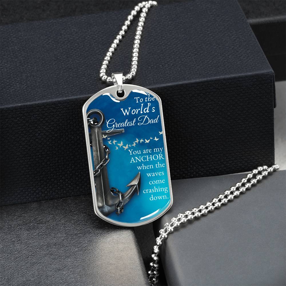 To The World's Greatest Dad - Army Tag Necklace, Dog Tag Necklace