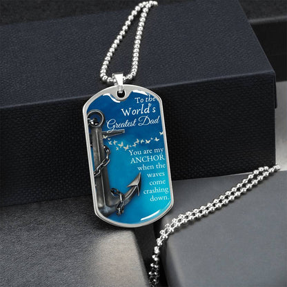 To The World's Greatest Dad - Army Tag Necklace, Dog Tag Necklace