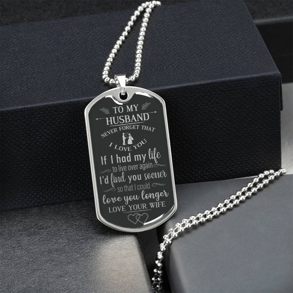 ?? LOVE YOU LONGER ?? Husband Gift From Wife - Army Tag Necklace, Dog Tag Necklace