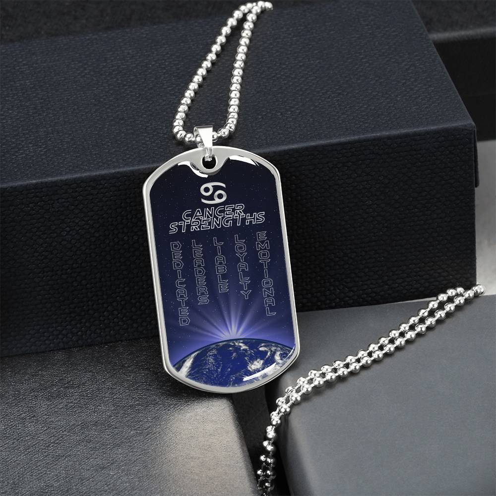 Cancer Ball Chain Dog Tag Necklace - Army Tag Necklace, Dog Tag Necklace